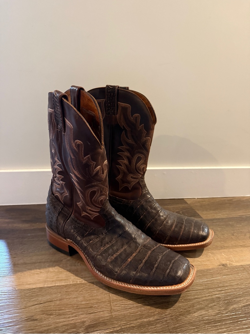 Men's Dark Brown Exotic Leather Western Boots - Premium Cowboy Style